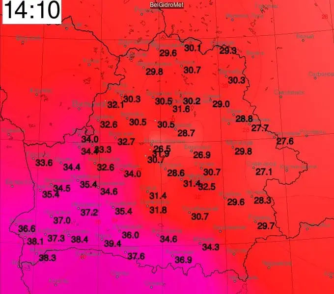 У Беларусі пабіты нацыянальны рэкорд максімальнай тэмпературы