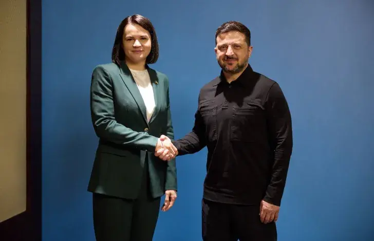 Святлана Ціханоўская і Уладзімір Зяленскі
