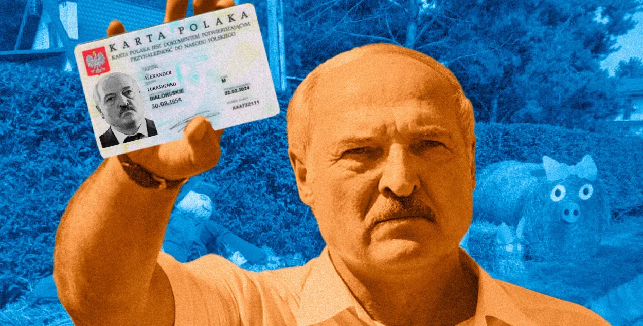 Lukashenka struggles more effectively with harvest than with the 'Card of a Pole' / collage by Ulad Rubanau, Euroradio
