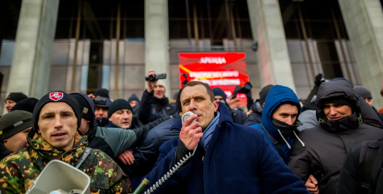 Павел Северинец во время акции 7 декабря / Еврорадио