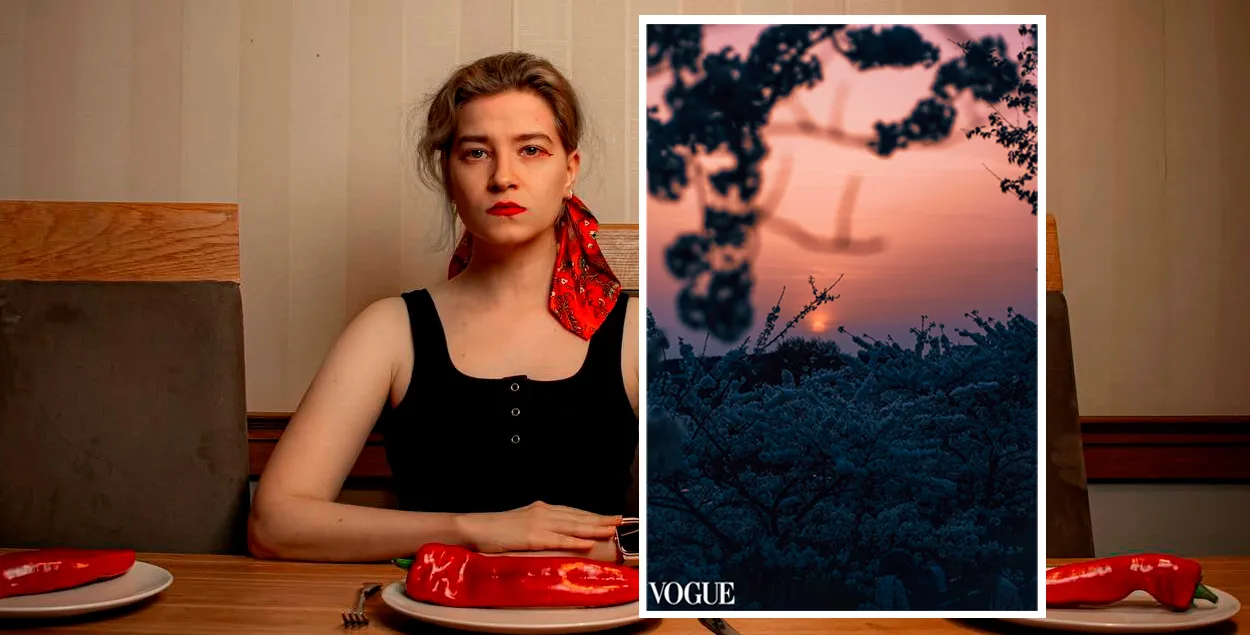 Belarusian woman shot a photo for Vogue website / Collage by Ulad Rubanau, Euroradio
