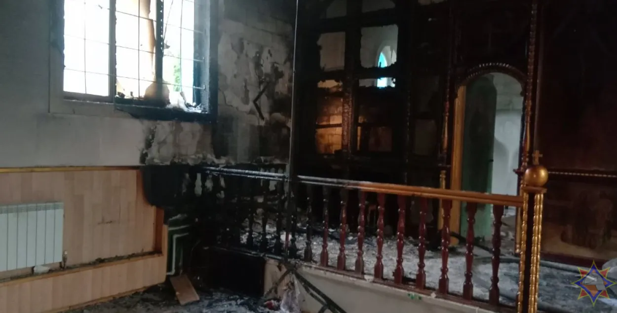 Церковь в Ольгомеле после пожара
