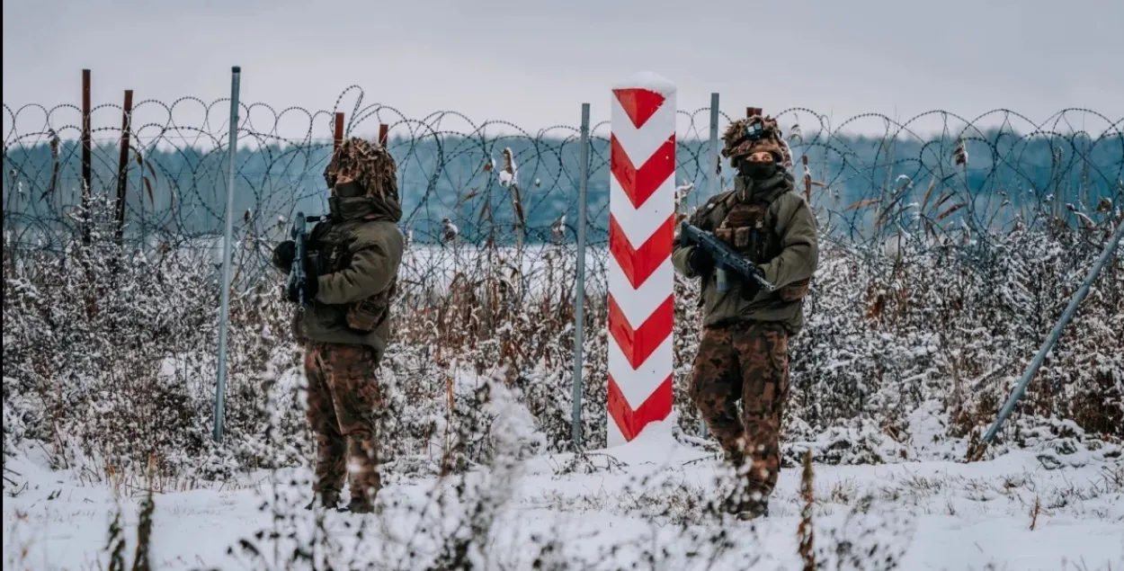 Польские солдаты на границе с Беларусью

