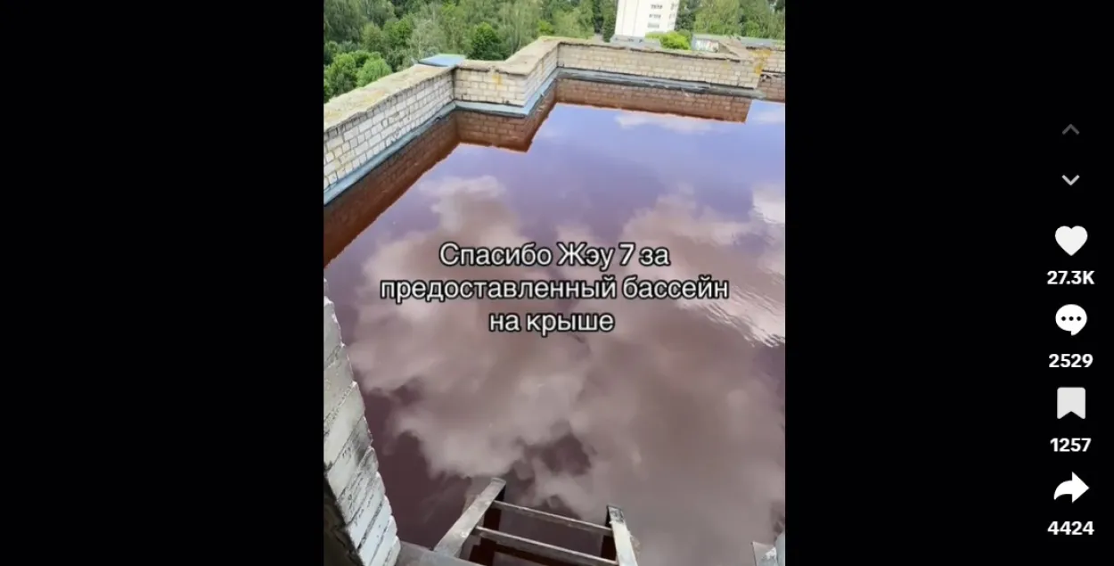 "Басейн" на даху дома ў Магілёве
