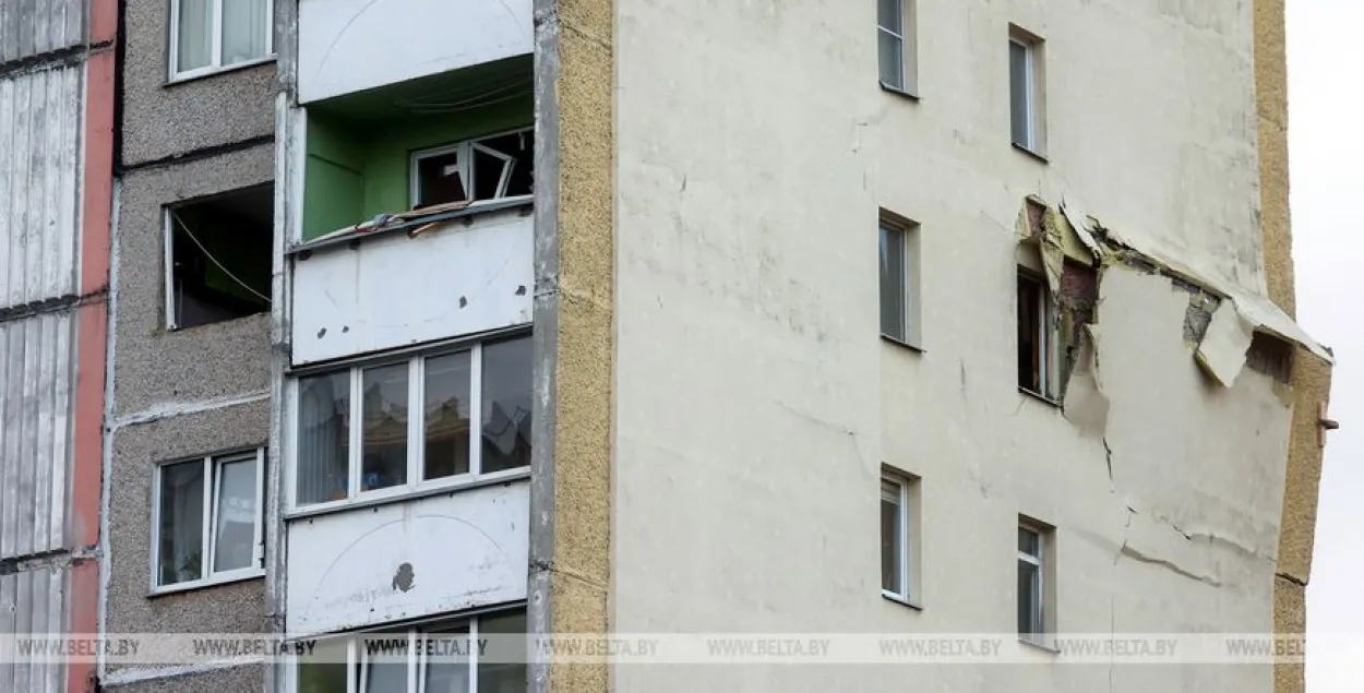 Дом у Гомеле, у якім адбыўся выбух газа
