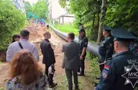 На месте провала грунта в Витебске
