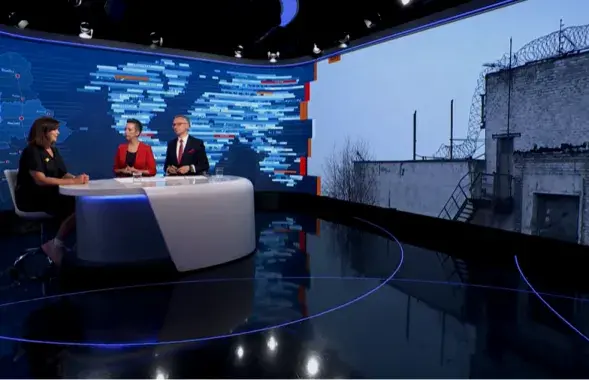 Студыя "Белсата" падчас марафону "Нам не ўсё роўна!"
