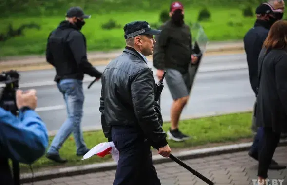 Мікалай Карпянкоў падчас разгону пратэстаў у 2020 годзе
