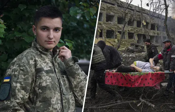 Беларуская добраахвотніца Анастасія Махамет / Наступствы расійскага абстрэлу радзільні ў Марыупалі / Associated Press
