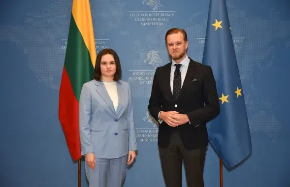 Святлана Ціханоўская і Габрыэлюс Ландсбергіс / urm.lt
