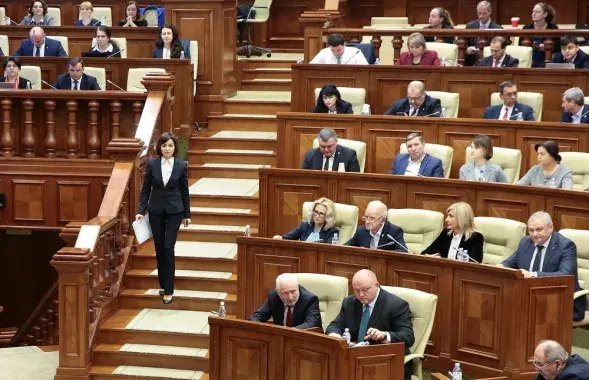 Прэм'ер-міністр Малдовы Мая Санду падчас пасяджэння парламента ў Кішынёве, Малдова, 12 лістапада 2019 года / Reuters