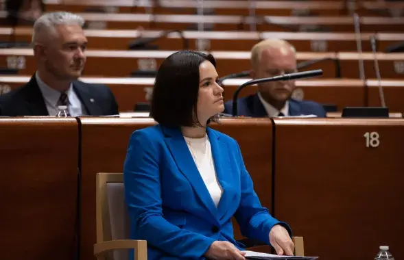 Святлана Ціханоўская на пленарнай сесіі Парламенцкай Асамблеі Савета Еўропы