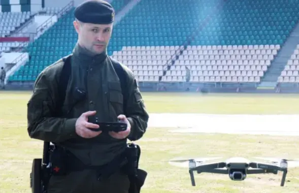 Беспілотнік на гомельскім стадыёне "Цэнтральны"
