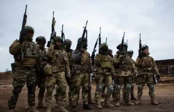 Байцы атрада "Атам" ва Украіне, вясна 2023-га
