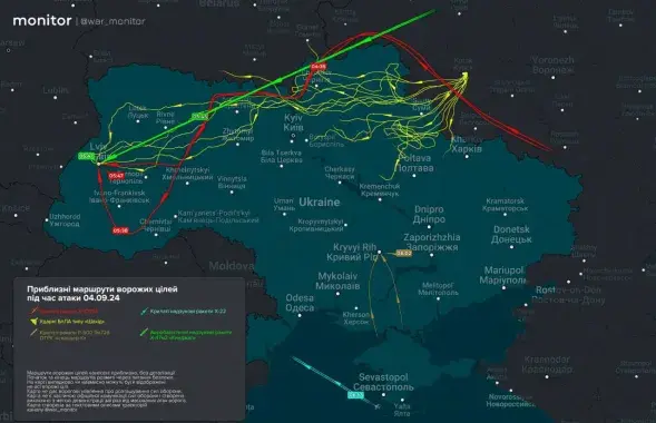 Маршрут, якім ляцела ракета "Кінжал"

