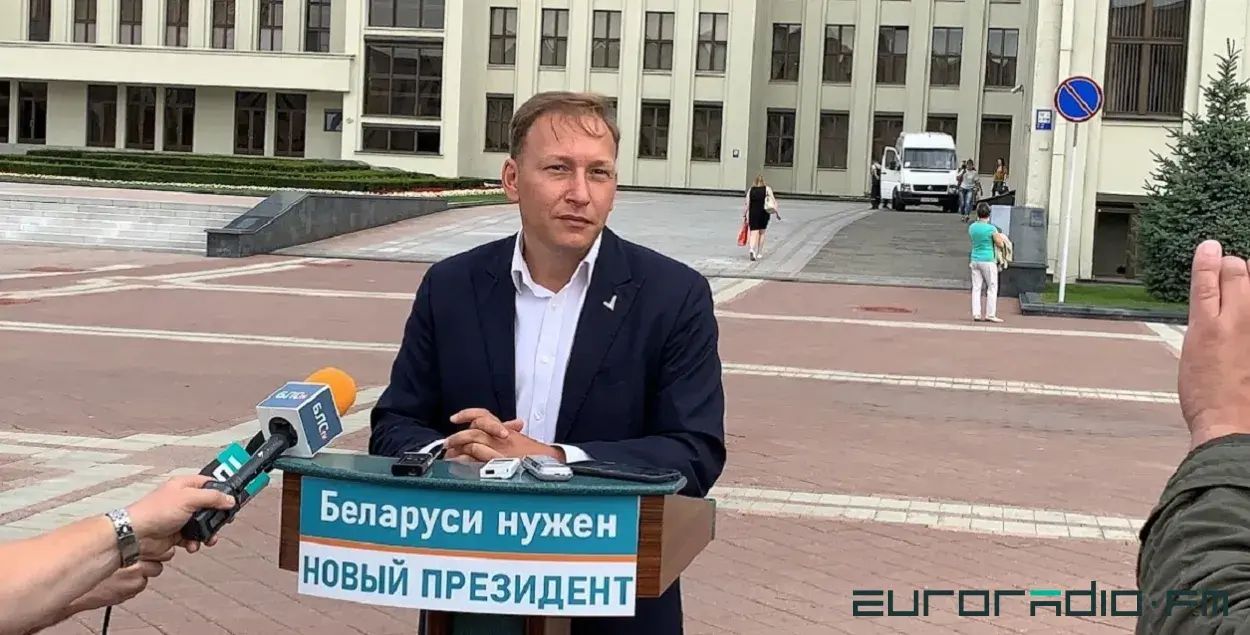 Андрэй Дзмітрыеў падчас выбарчай кампаніі 2020 года / Еўрарадыё
